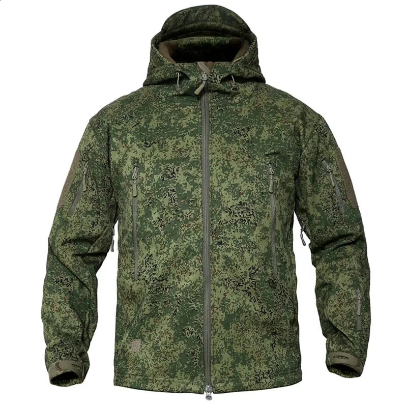 RU Camo Tactical Sets Men Winter Shark Skin Soft Shell JacketsArmy Multi-pocket Cargo Pants 2 Pcs Suits Waterproof Fleece Set 240819