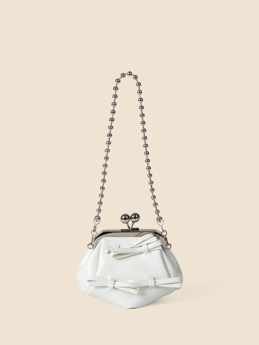 2024 Spring Bow Chain Clip for Women, Diagonal Cross Handheld, Personalized, Small Bag, Summer Women's Beaded Bag