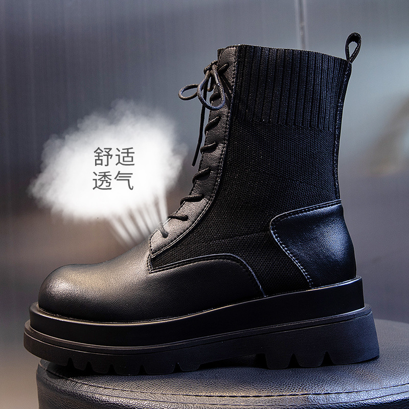 Ddmysports New Autumn And Winter British Style Thick Soled Martin Boots For Women Short Socks With A Middle Tube Made Of Genuine Leather Wenzhou S Sho