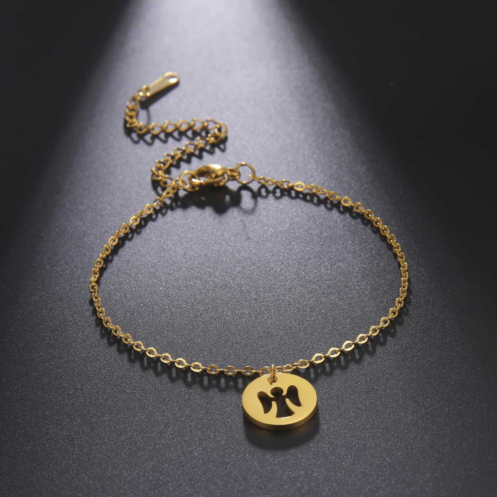 Amaxer round hollow angel pendant anklet beach holiday anklet women baby daily jewelry gift W240815