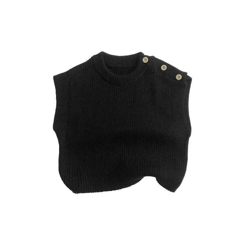 2024 Spring New Children Sleeveless Knitted Vest Baby Boy Girl Fashion Casual Vest Toddler Solid Sweater Coat Kids ClothesXJ240819