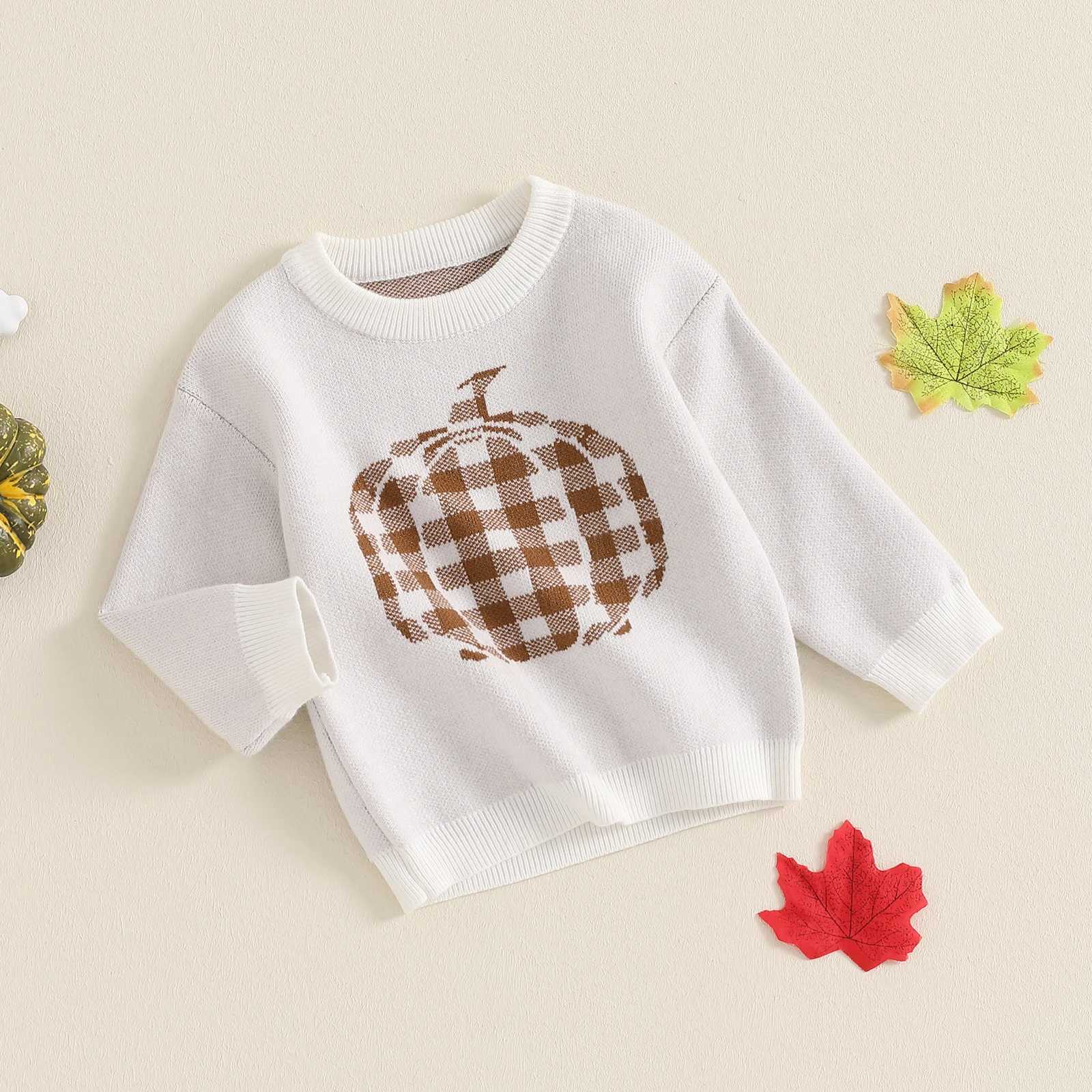FOCUSNORM 0-3Y Baby Girl Halloween Knitted Sweater Long Sleeve Round Neck Pumpkin Embroidery Zipper Knitted W240820