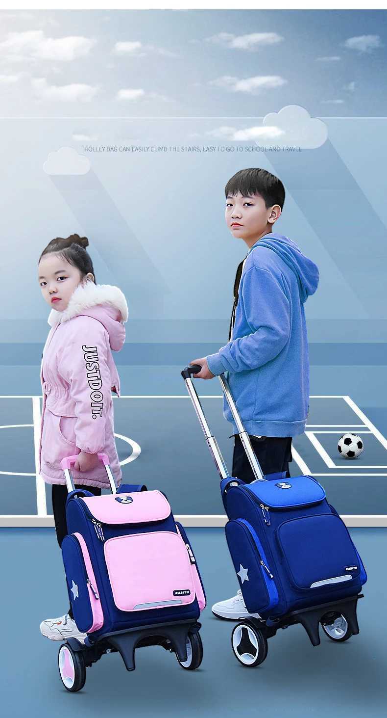 High capacity Student School bag Rolling Backpack kids Trolley bag school backpack wheeled bag Children Trolley backpack wheels Y240820