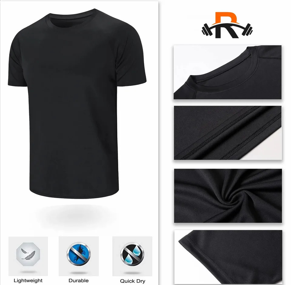 Mens running Tshirt short sleeved quick drying loose casual printed fitness exercise 240819