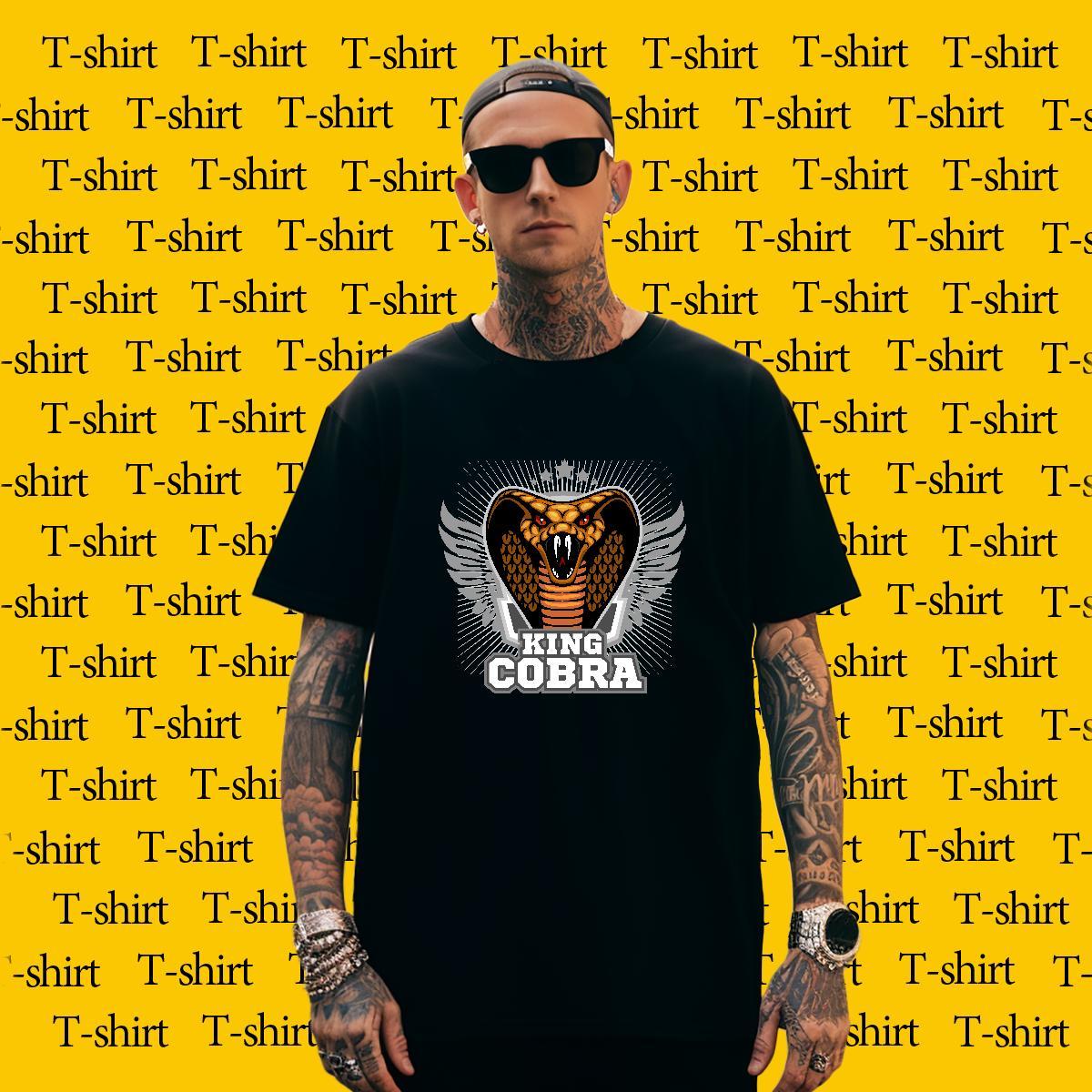 Loose Fit Man T Shirts cobra Breathable Crew Neck Hip Hop Cartoon Print 230g Cotton Men Clothes T-Shirt Fashion New Clothings