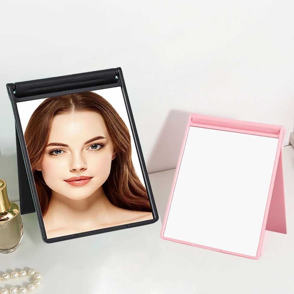 1Pc Folding Makeup Mirror Solid Color Simple Rectangular Desktop Mirror Portable Vanity Mirror For Women Girls Y240819