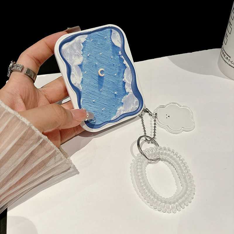New Starry Sky Portable Folding Small Mirror Set Cosmetic Mirror For Class Pocket Mirror And Comb All-In-One Girls Gift Y240819