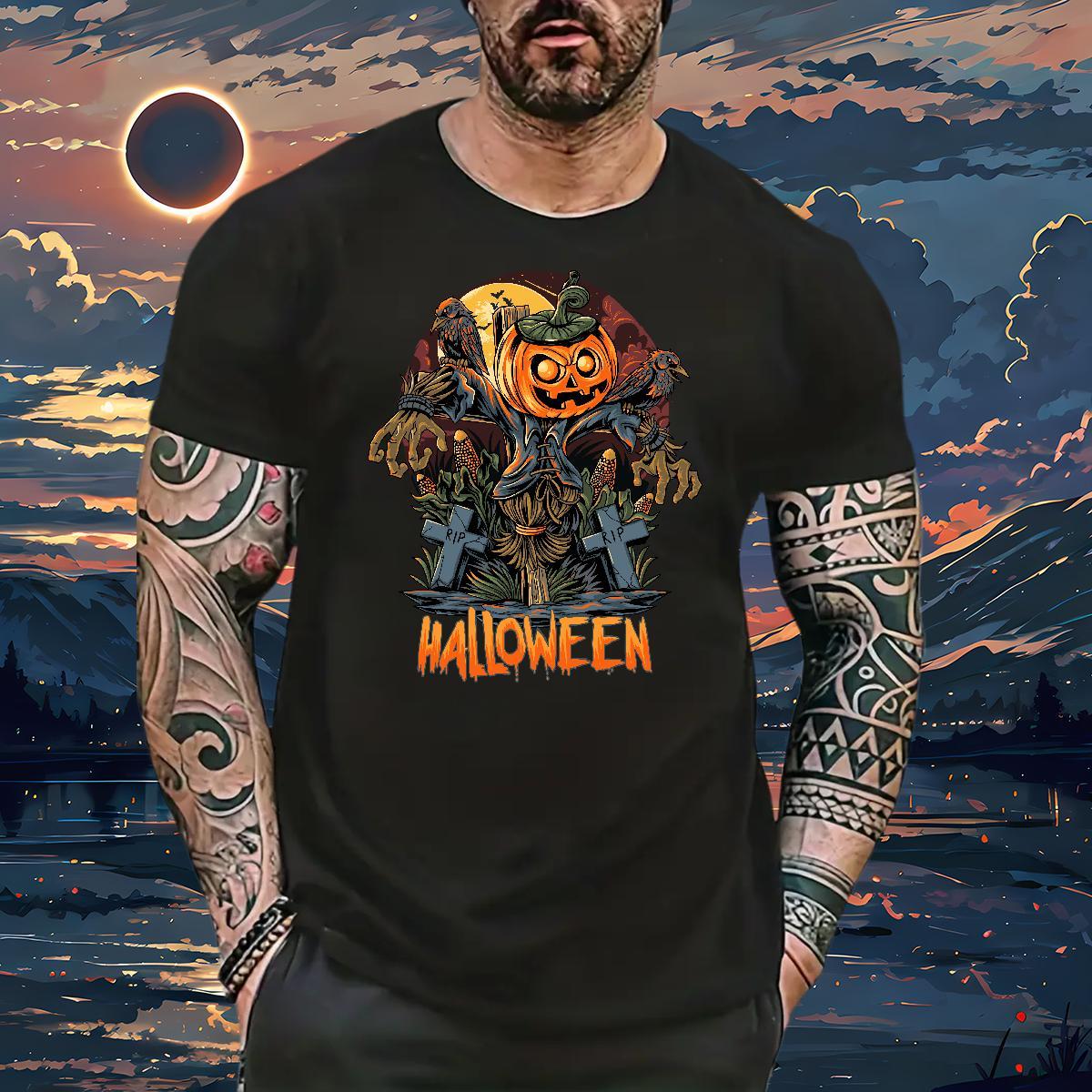 Classic Casual halloween Men Tshirts 230g Cotton Man T Shirts Oversized 4XL Anime Printing Street Breathable Short Sleeve Wholesale Clothings