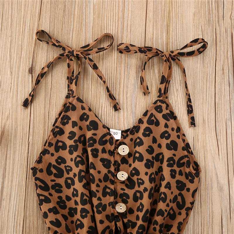 2020 Summer Baby Girl Clothing Leopard Coat 4-Color Sleeveless Button Shorts jumpsuit Fashion Set W240806