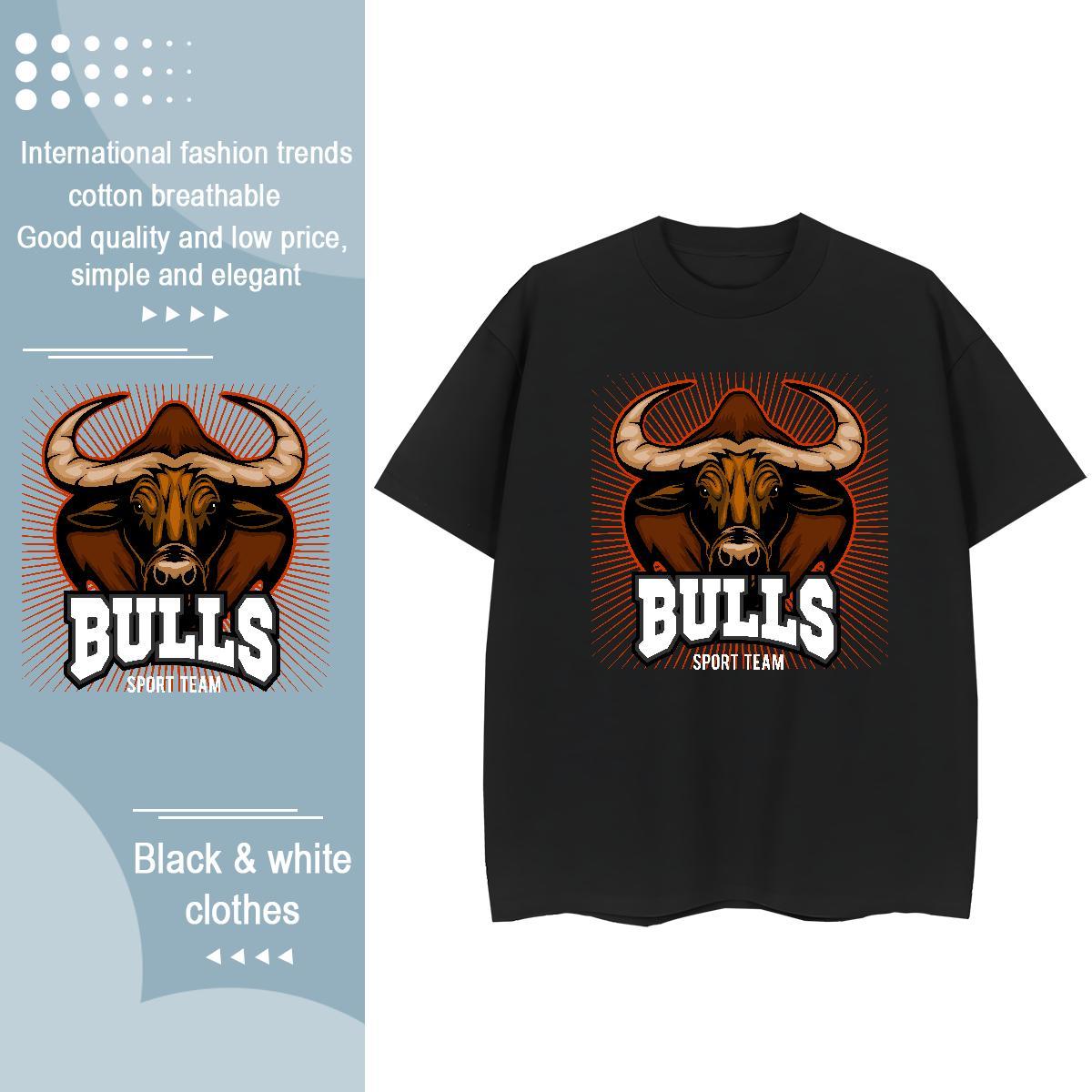 Soft T Shirts Men bull Breathable Short Sleeve Daily Outfit Custom Big Size 230g Cotton Men Tees Casual New Wear