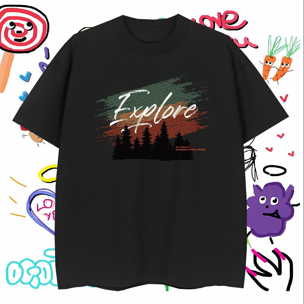 T Shirts Men 230g Pure Cotton grove Spring Summer Breathable Short Sleeve Custom Printed Mens Tshirts Fashion Casual Classic Clothings