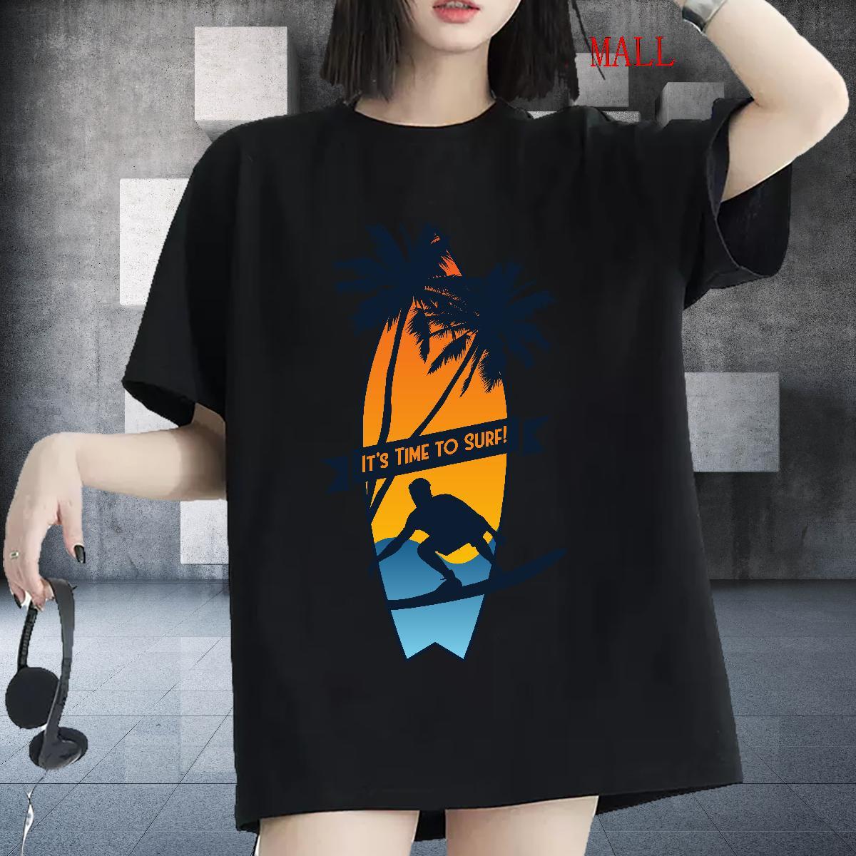 Fashion New Womens Tshirts Sports Street Wear Breathable Soft Tee Shirt Popular 230g Cotton beach Plus Size Cartoon Woman T Shirts