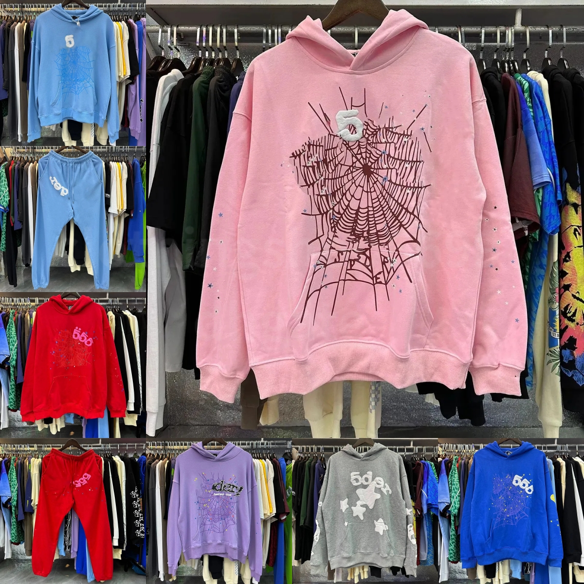 Designer hoodie Mens Hoodie for men pink Sweatshirts Hoody Young Thug Women polo purple Web 555 Hoodies Tracksuit Puff Print Pullover pants S-XL