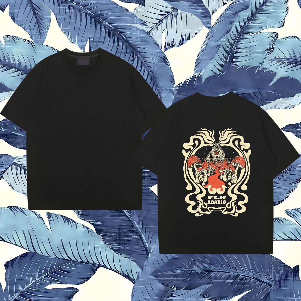 Customized Couples T Shirts mushroom Spring Summer 100% Cotton 230g Tee Shirt O-Neck Short Sleeve Cool Men T Shirts DIY Anime