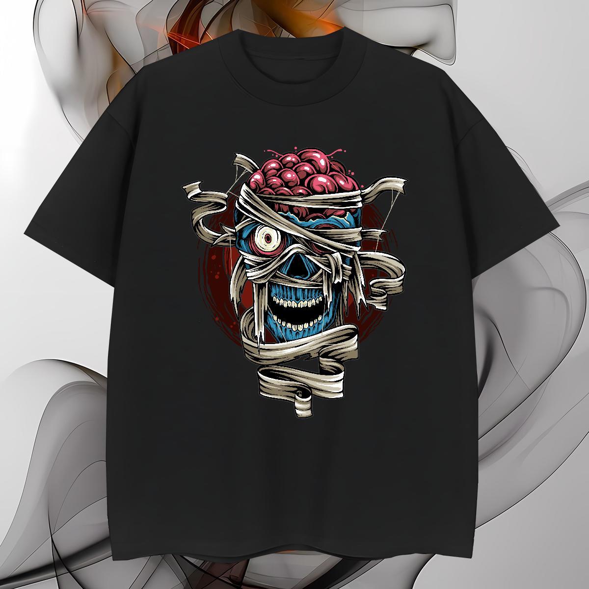 Unisex Men T Shirts skull Breathable Crew Neck Hip Hop Black White 230g Pure Cotton Men Tshirts 2024 DIY Tee Shirt