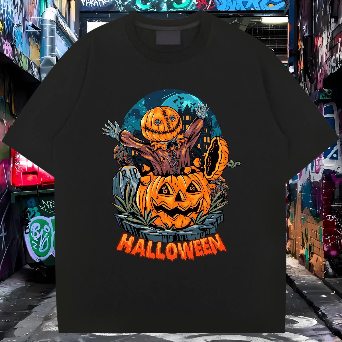 Popular T-Shirts pumpkin Short Sleeve Soft Summer Casual Customized Print 230g Cotton Men Clothes T-Shirt Fashion Designer Clothings