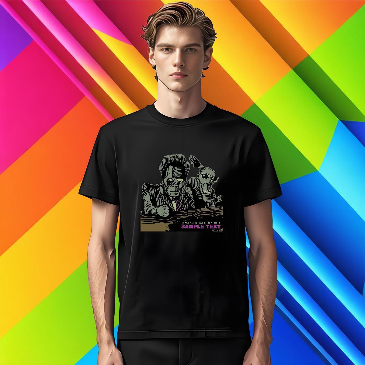 T Shirt For Man 230g Pure Cotton scary Street Breathable Crew Neck Cartoon Printing L-4XL Men Clothes T-Shirt Classic Cool Polos