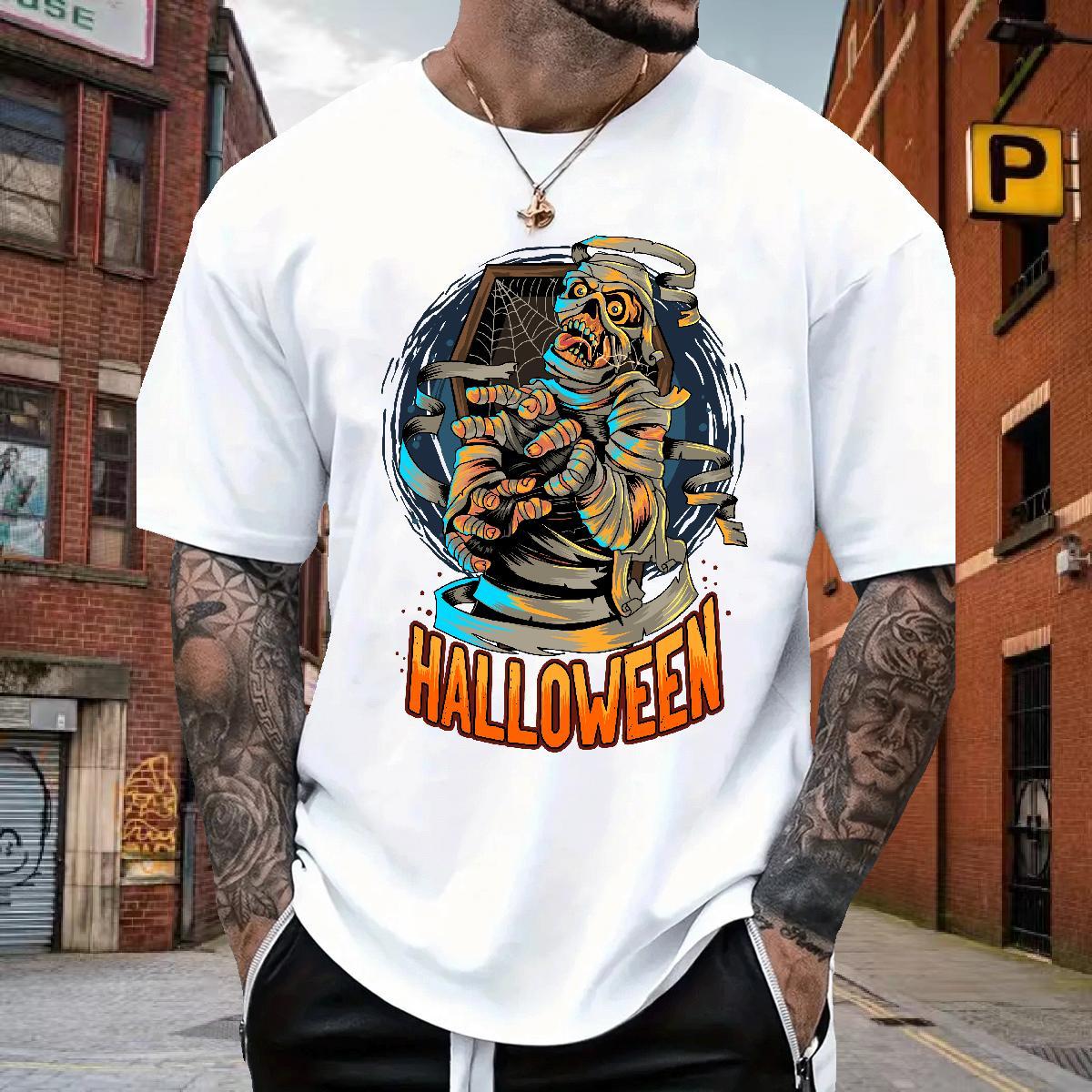 Popular Mens T Shirts halloween Crew Neck Hip Hop Anime Print 230g Pure Cotton Men Clothes T-Shirt Designer Fashion Wear