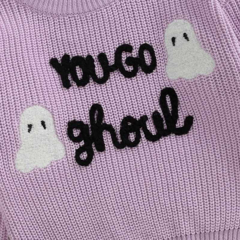 Citgeett Autumn Halloween Kids Baby Girl Sweater Letters Embroidery Warm Knitted Long Sleeve Pullover Knitwear ClothesXJ240819