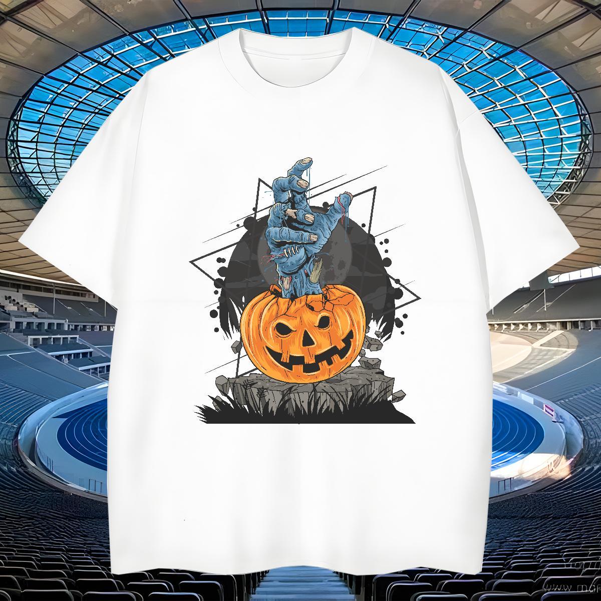 High Quality T-Shirts pumpkin Breathable Short Sleeve Hip Hop Street DIY Printed 230g Pure Cotton Tshirts 2024 DIY Tees Shirts