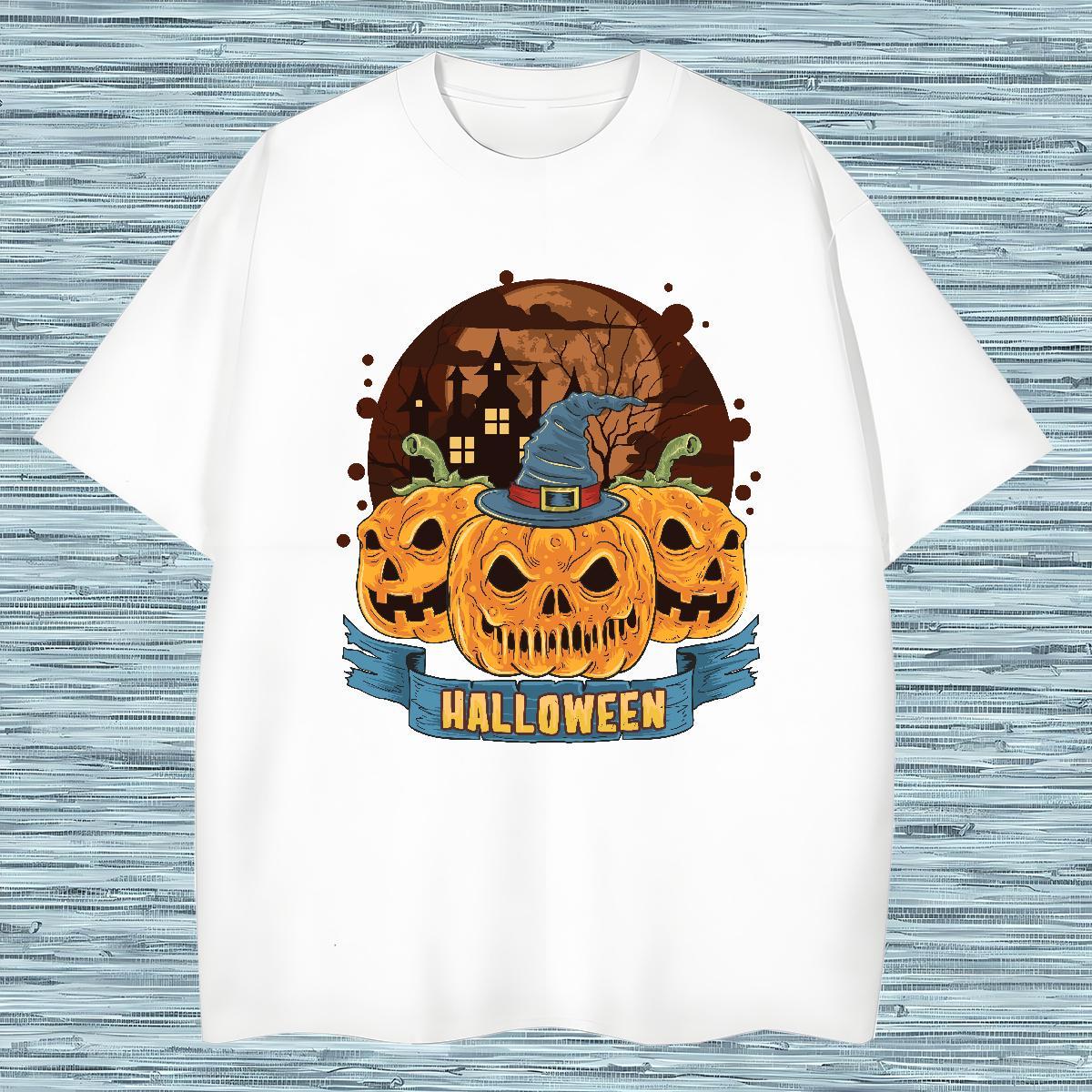 Classic Man T Shirts halloween Breathable Crew Neck Daily Wear DIY Printed 230g Cotton Men Tshirts Fashion Casual Tee Shirt