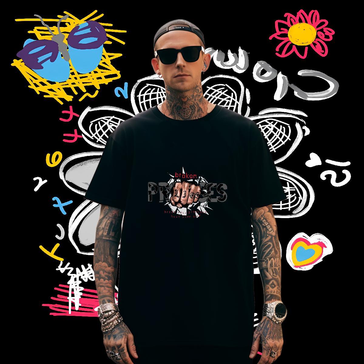 Man T Shirts 230g 100% Cotton hand- Casual O-Neck Short Sleeve Custom Printed Men Clothes T-Shirt Fashion Designer Classic Tops Tees
