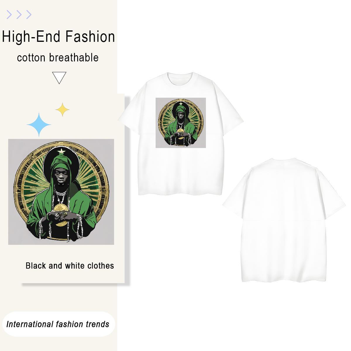 Loose Fit cash 100% Cotton 230g Tshirts Sports Casual Breathable Short Sleeve T shirt New Designer Cartoon Printing L-4XL Tees