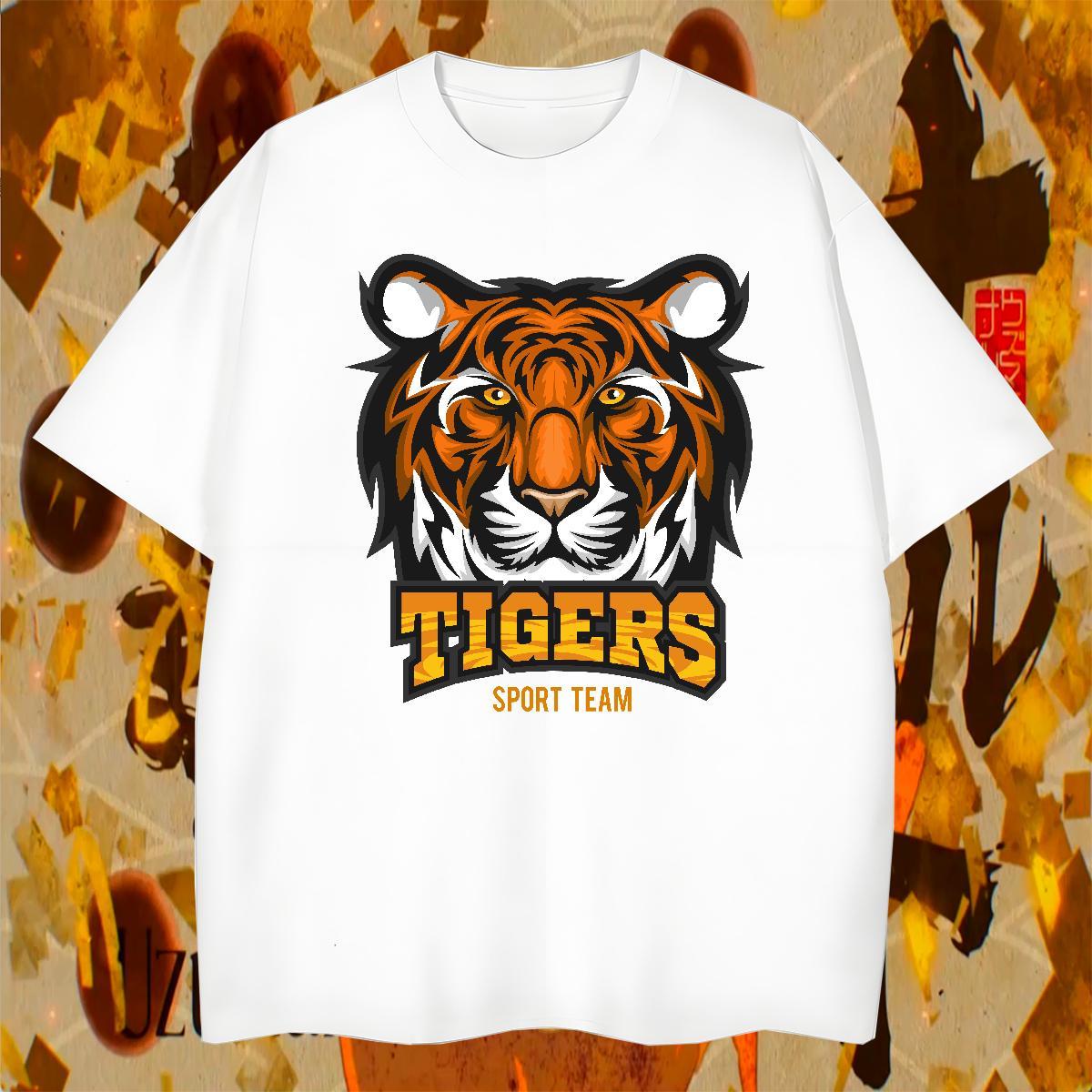 T-Shirts for Men 230g 100% Cotton tiger Beach Short Sleeve O-Neck Oversized 4XL Tshirt for Man Woman Free Shipping Loose Fit Clothings