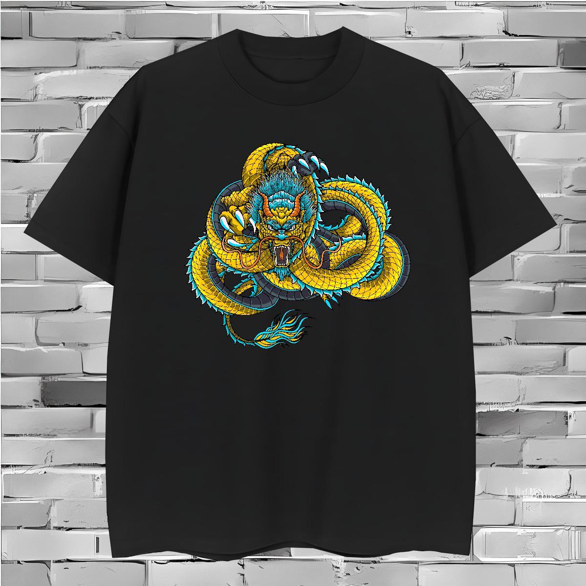 Man T Shirts 230g 100% Cotton dragon Daily Outfit Breathable Short Sleeve Custom Cartoon Mens Tshirts Designer Popular Tops