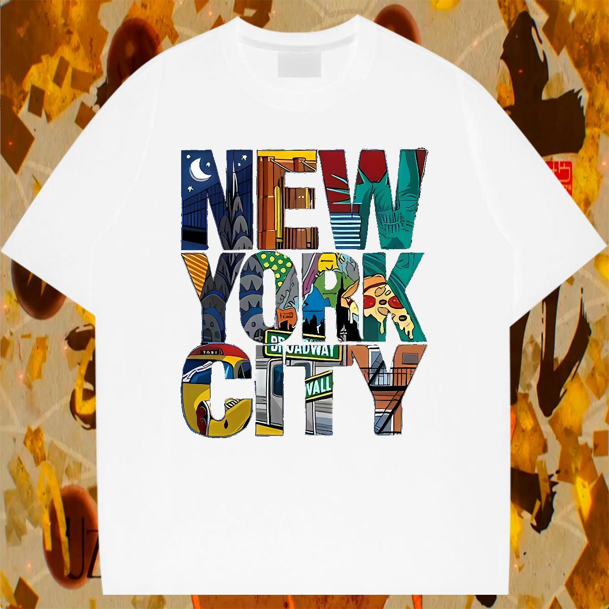 Comfortable New York 230g Cotton Couples T Shirts Home Outdoor Breathable Crew Neck T-Shirts Free Shipping Black Oversized Tops Tees