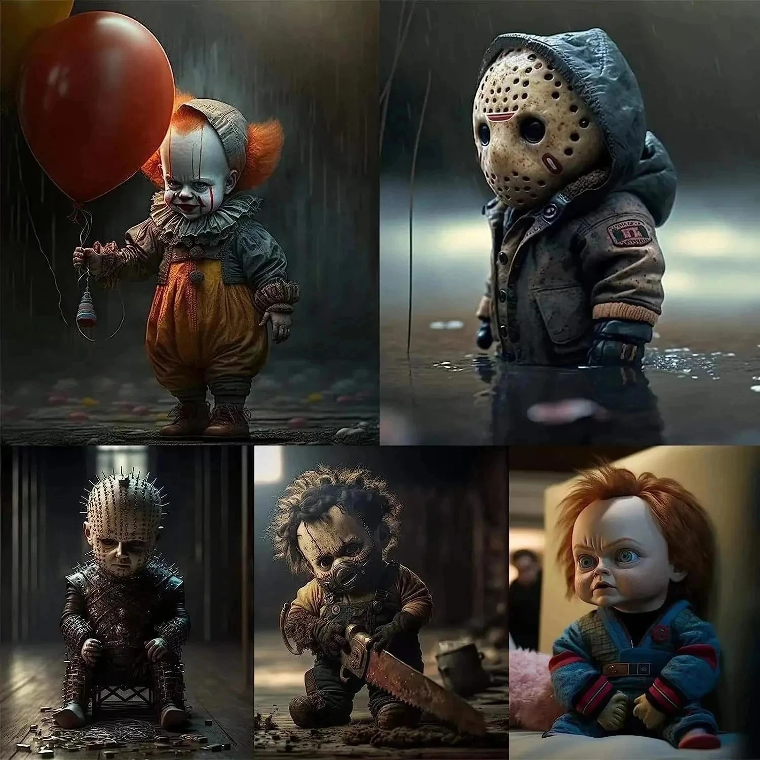 Horror Movie Series Doll Statues Resin Decorated Clown Halloween 240819