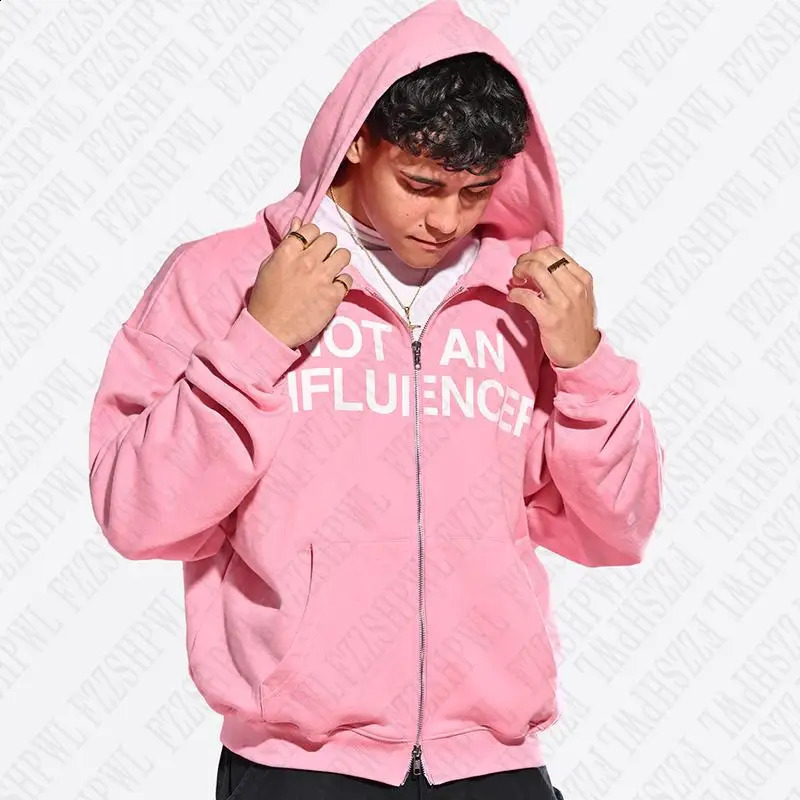 Y2K Hoodie Clothes Men Hip Hop Goth Graphic Letter Print Zip Up Hoodie American Retro Punk Streetwear Fashion Grunge High Street 240819