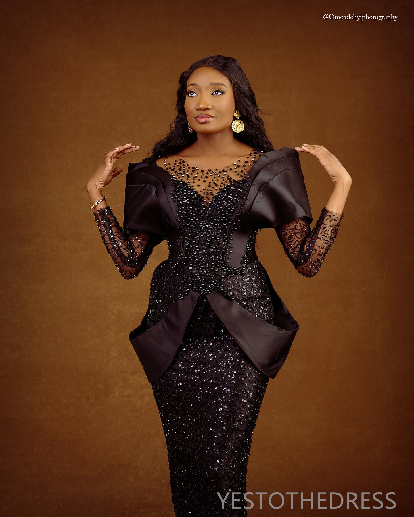 2024 Plus Size Black Prom Dresses For Special Occasions Evening Dresses Elegant Mermaid Promdress Sheer Neck Long Sleeves Beaded Lace Birthday Dress G