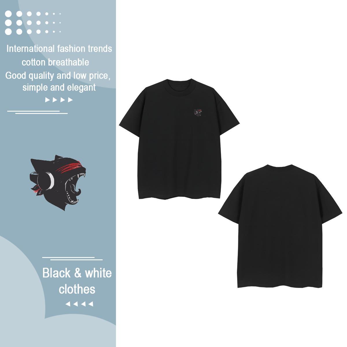 Fashion Design Men Clothes T-Shirt cat Street Casual 230g Cotton Top Tees Breathable Short Sleeve Classic Man T Shirts Skull
