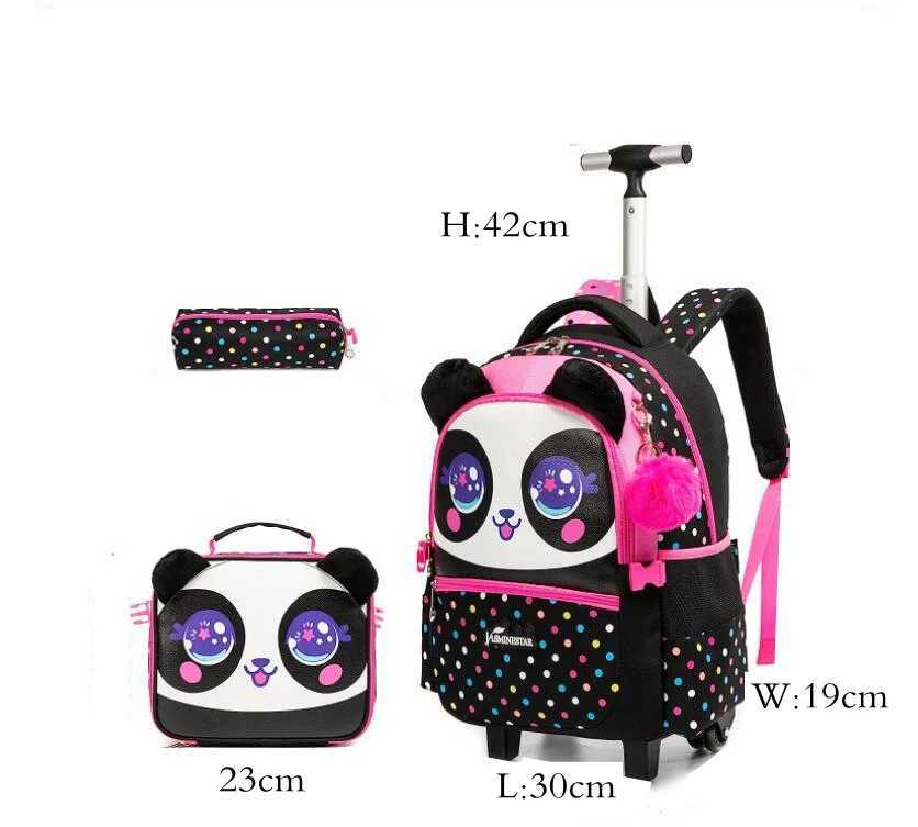 Girls Rolling Luggage Suitcase Travel Trolley Bag for Girls Primary School Student School Trolley Bag Set Lunch Bag Pen bag Set Y240820