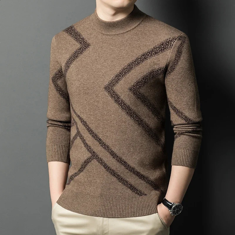 7 colors mens knitted sweater autumn and winter plain neck wool warm fashionable 240819