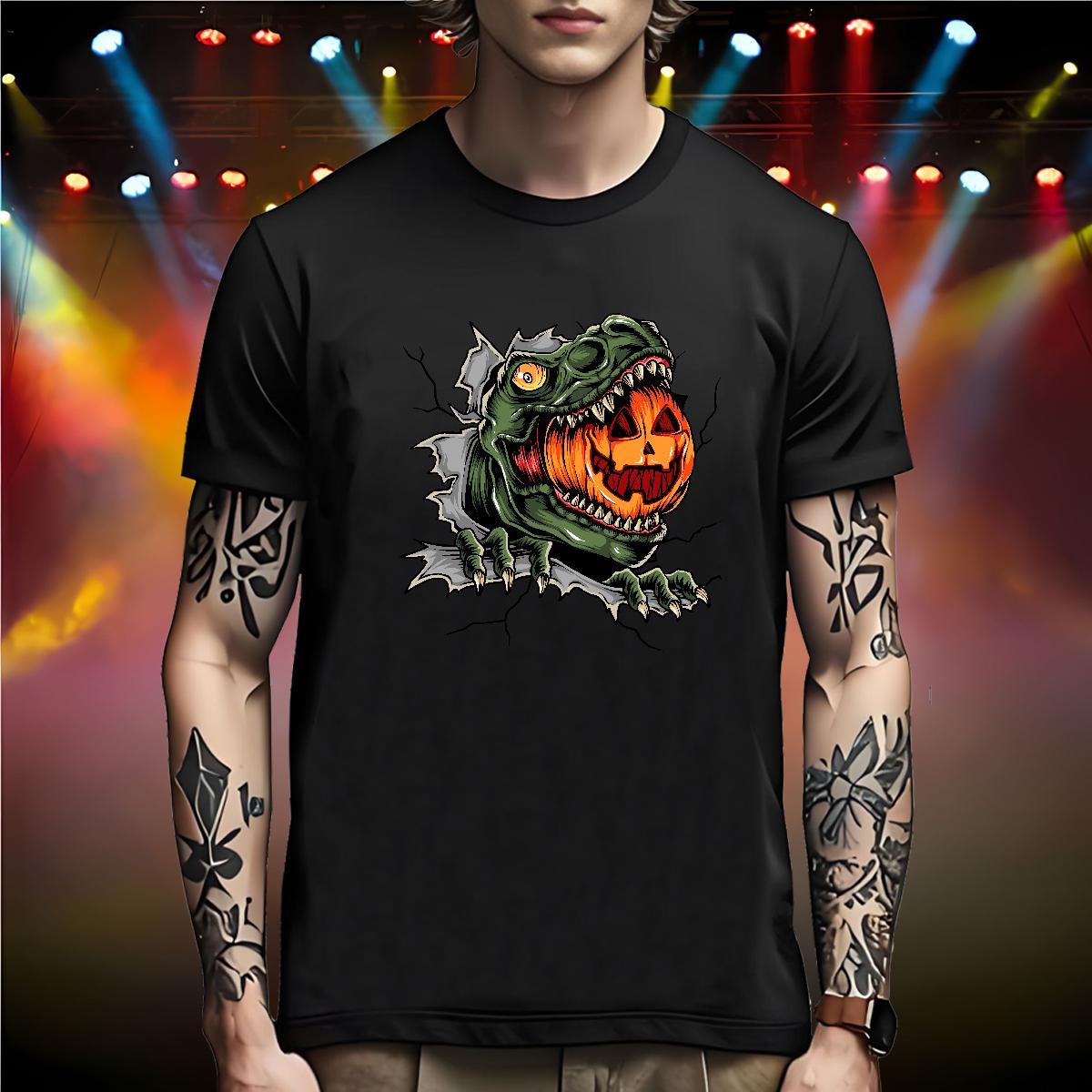 Soft T-Shirts for Men pumpkin Crew Neck Home Outdoor Custom Print Plus Size 230g 100% Cotton Men Tees DIY Customized Tee Shirt