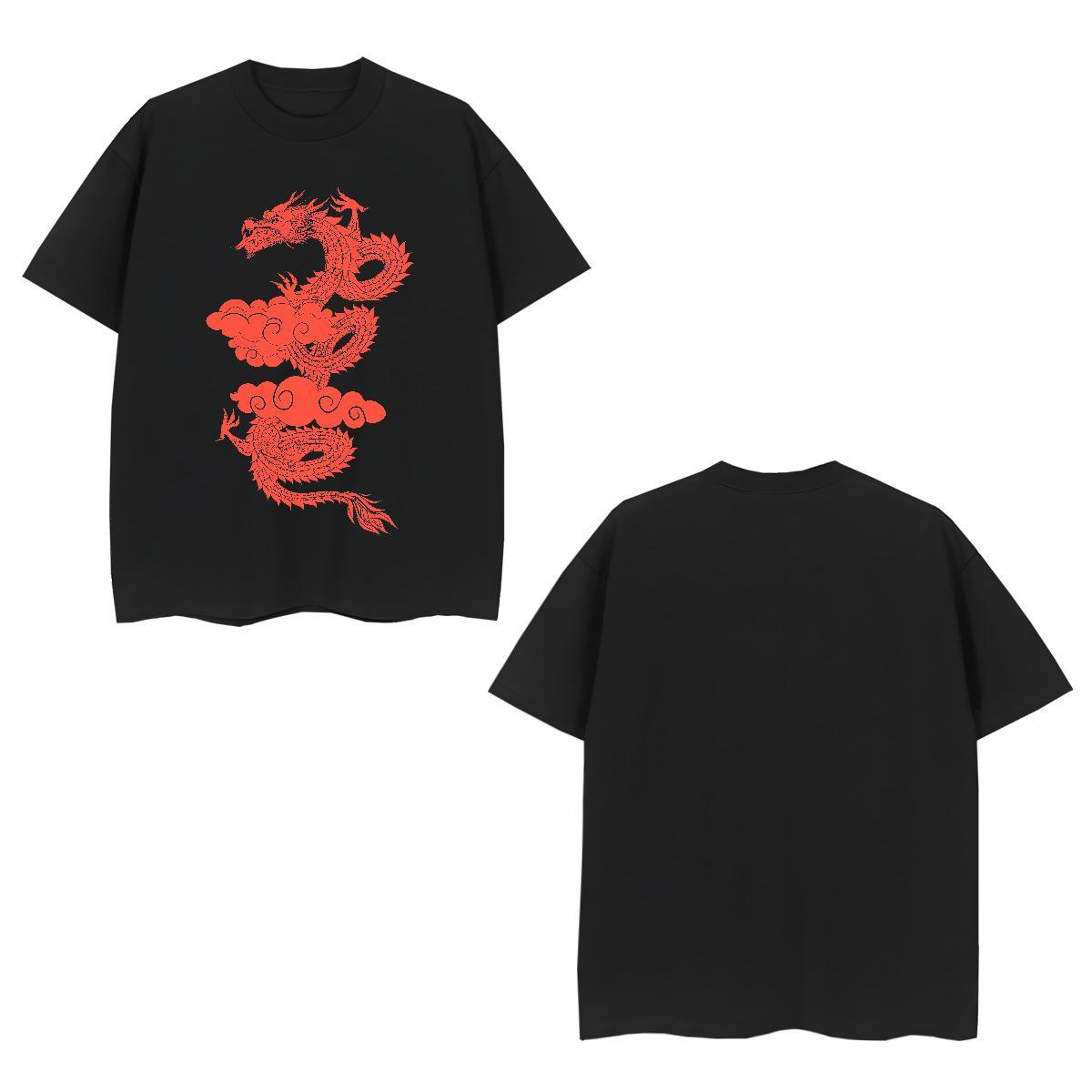 T-Shirts 100% Cotton 230g dragon Home Outdoor Breathable Black White Couples T Shirts Customized Free Shipping Tees