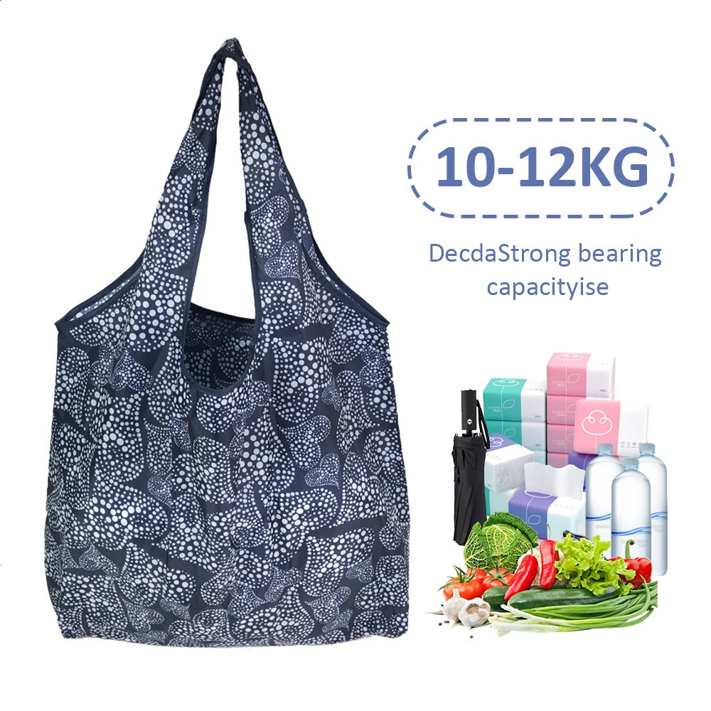 Reusable shopping bag Women Portable Foldable Tote Bag Eco Grocery Fashion Printing Large Capacity Handbags For Travel 240819