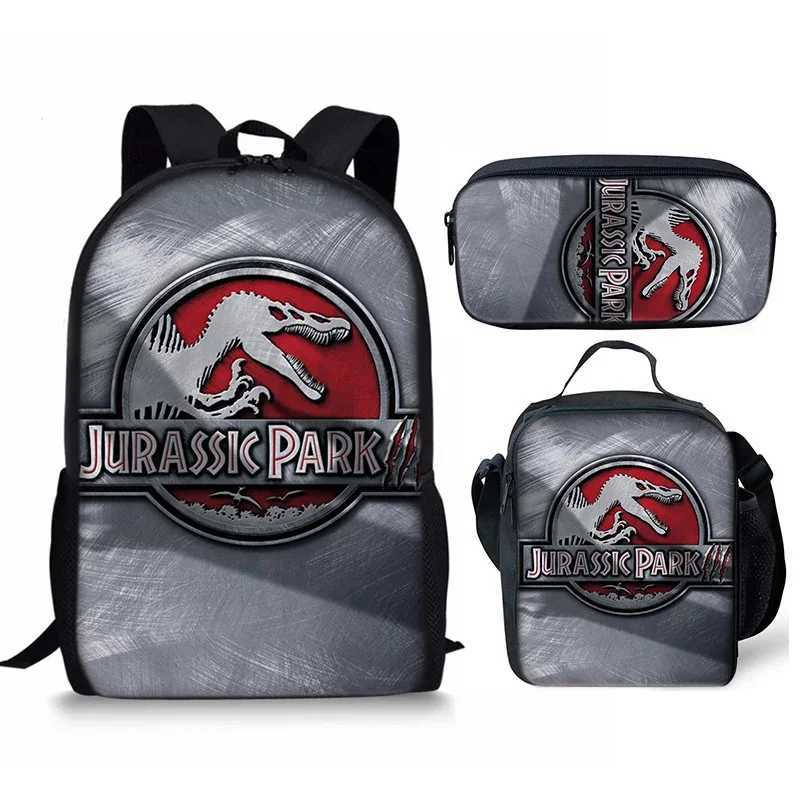 Jurassicc World Backpack Cartoon Jurassics Park Printed Child Shoulder Bag School Bags Crossbody Satchel Pencil Case Set For Kid Y240820