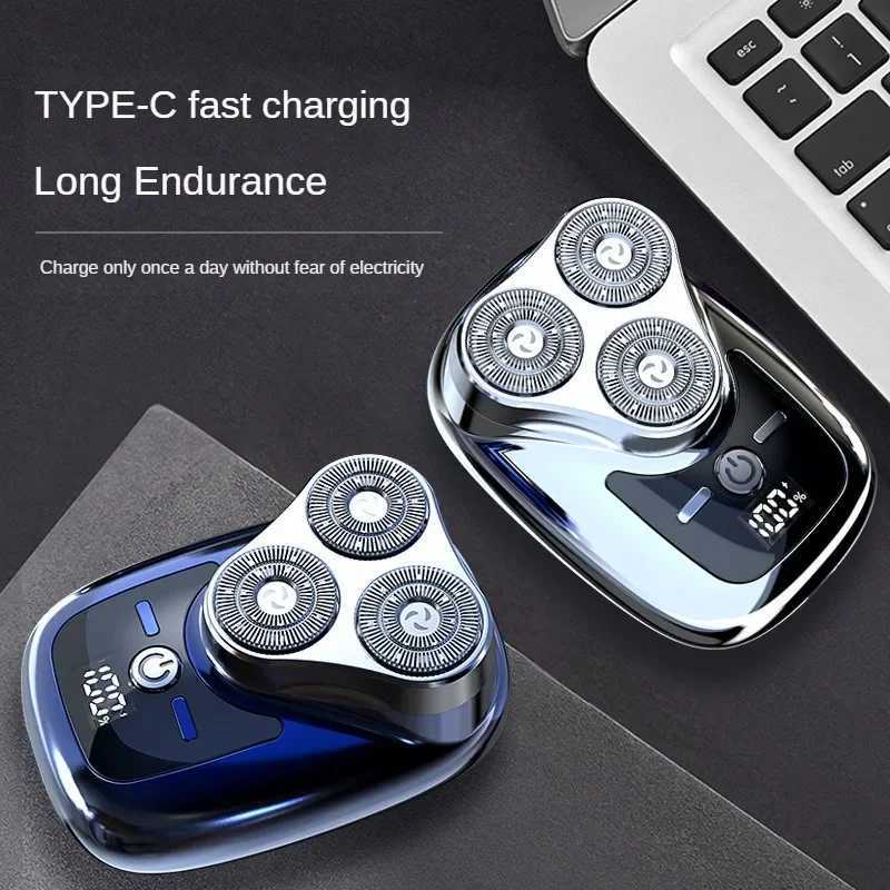 Three blade electric shaver with digital display USB charging male shaver trimmer detachable blade washable mini shaver W240819