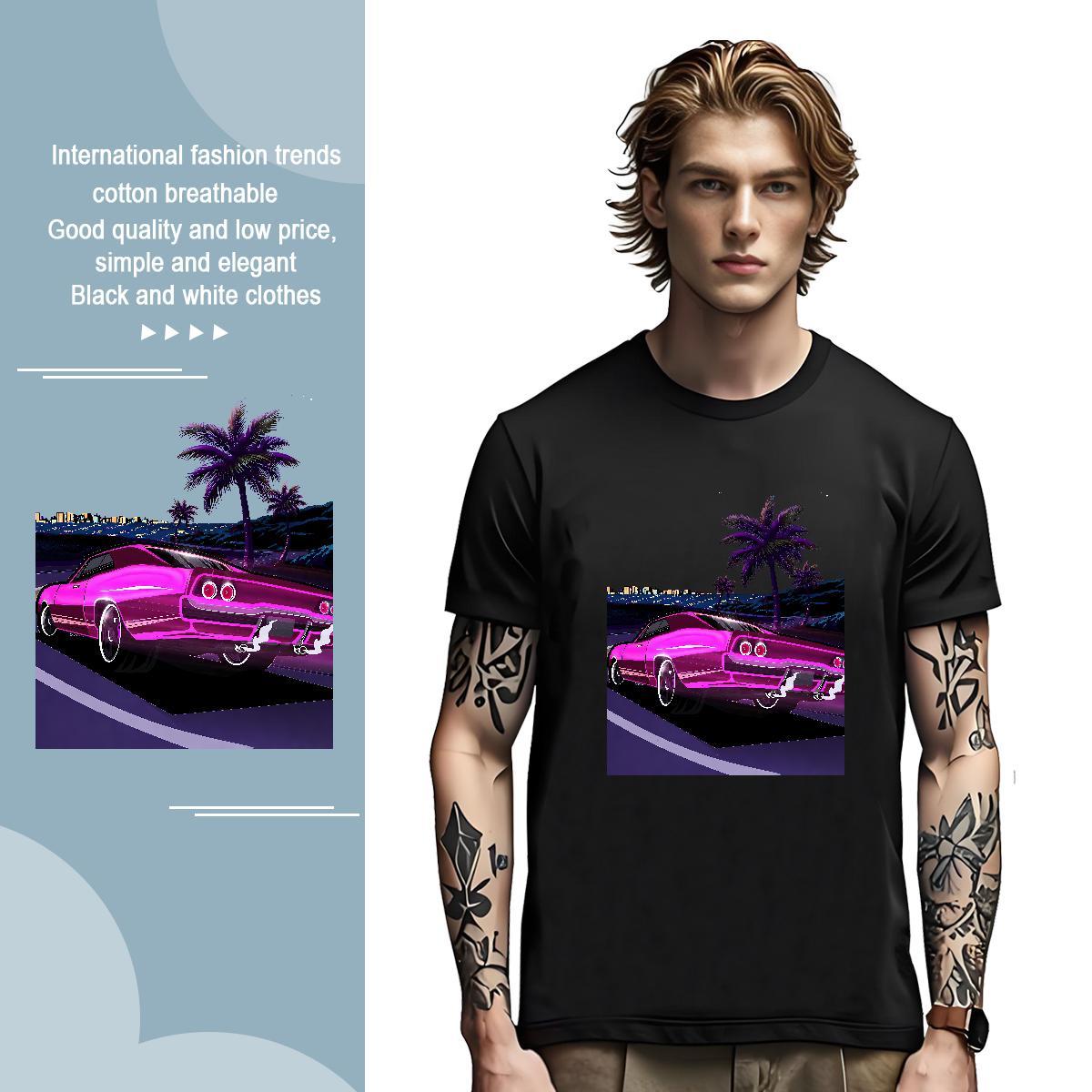 Free Shipping car T-Shirts for Men Beach Tshirt for Man Woman 230g Cotton Factory Direct Pure Cotton DIY Polos