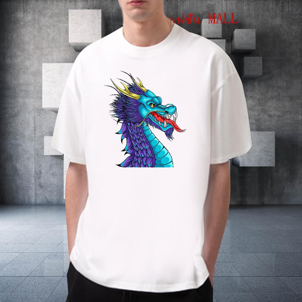 TOP Quality Men Tops Tees Sport 100% Cotton 230g Custom Print Oversized Breathable Short Sleeve dragon head Mens T Shirts 2024 New Tshirts