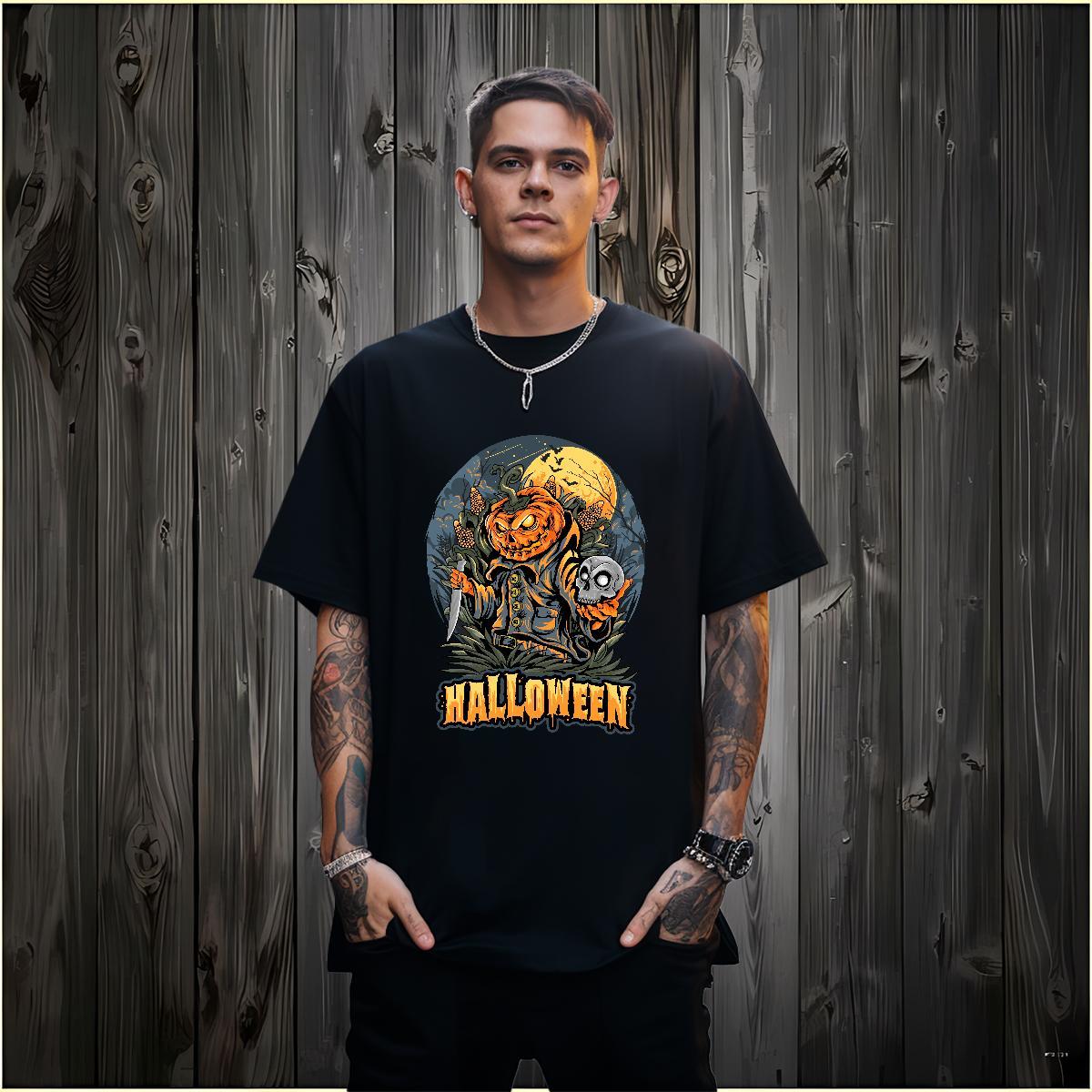 Designer T shirt pumpkin O-Neck Short Sleeve Hip Hop Floral Print 230g 100% Cotton Couples T Shirts 2024 New Tee Shirt