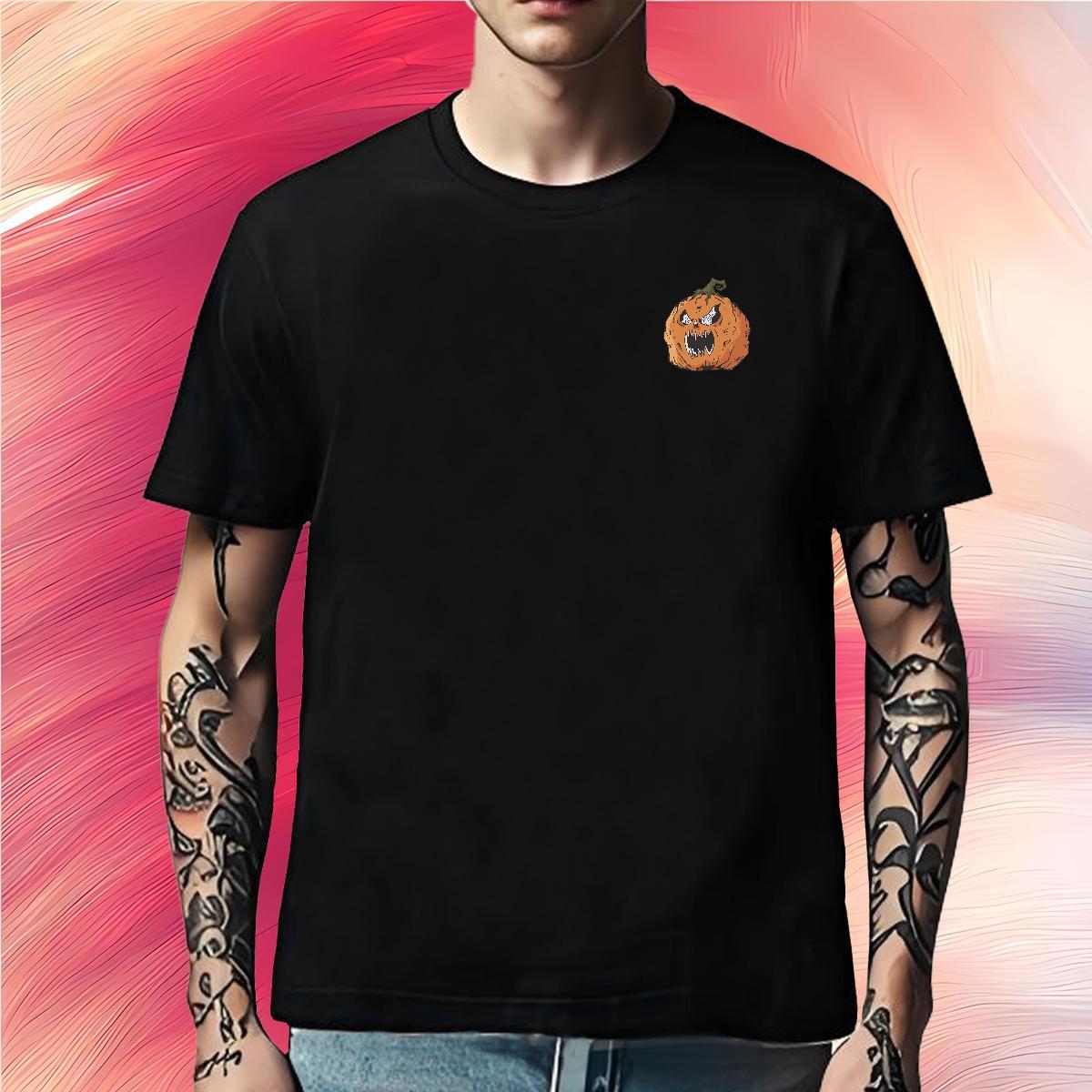 Classic Tshirts pumpkin Casual 230g Cotton Tees O-Neck Short Sleeve Soft T-Shirts for Men Cartoon Print