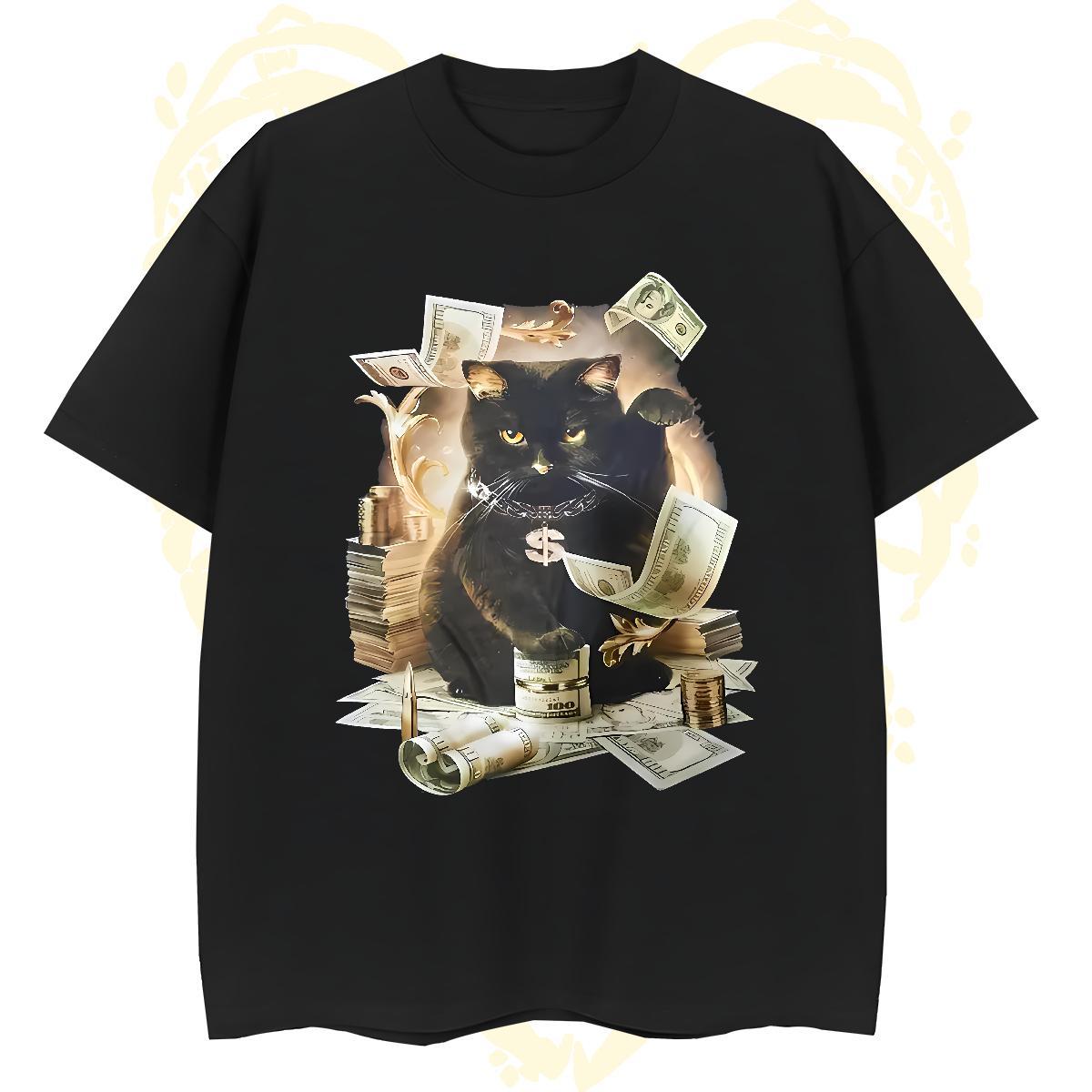 Cool Men T Shirts cat Pure Cotton Home Outdoor Custom Print Plus Size 230g Cotton Couples T Shirts Fashion Wear