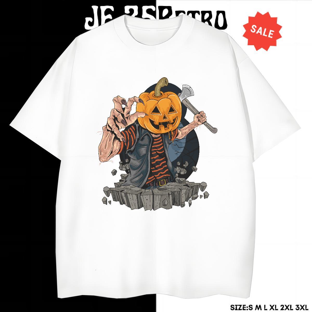 Popular T-Shirts halloween Short Sleeve O-Neck Street Casual Plus Size Custom 230g Pure Cotton Men Tees 2024 DIY Polos