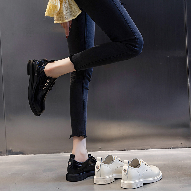Ddmysports Little White Autumn New Small Thick Eels Versatile Genuine Leather Single Shoes Casual Fashion Women S Shoe Trend OUTDOOR