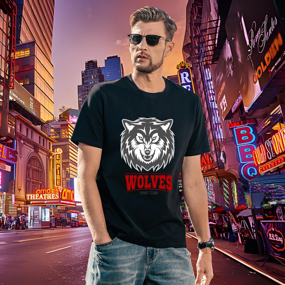 High Quality T Shirts Men wolf Breathable Street Wear Skull 230g Cotton Men Clothes T-Shirt DIY Customized Tee Shirt
