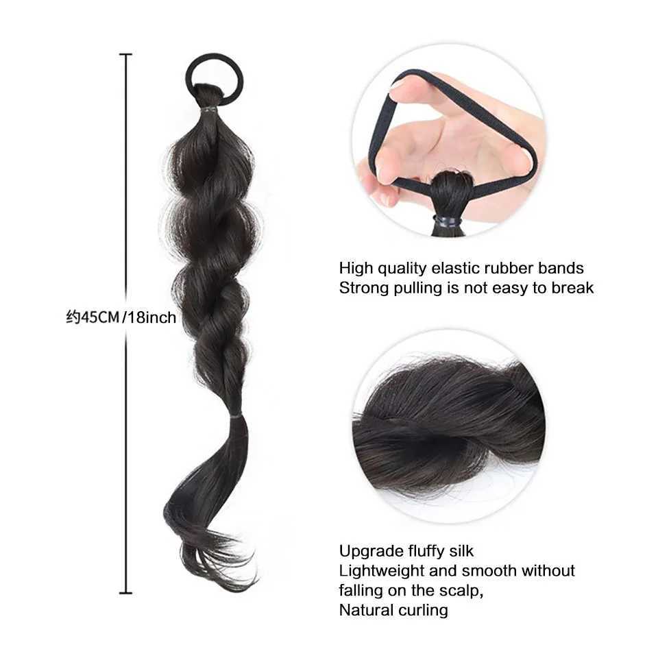 YELOWTIM synthetic bubble braided double ponytail fluffy imitation fried dough twisted braided ponytail wig W240817